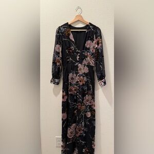 Yumi Kim Black Floral Long Sleeve Dress